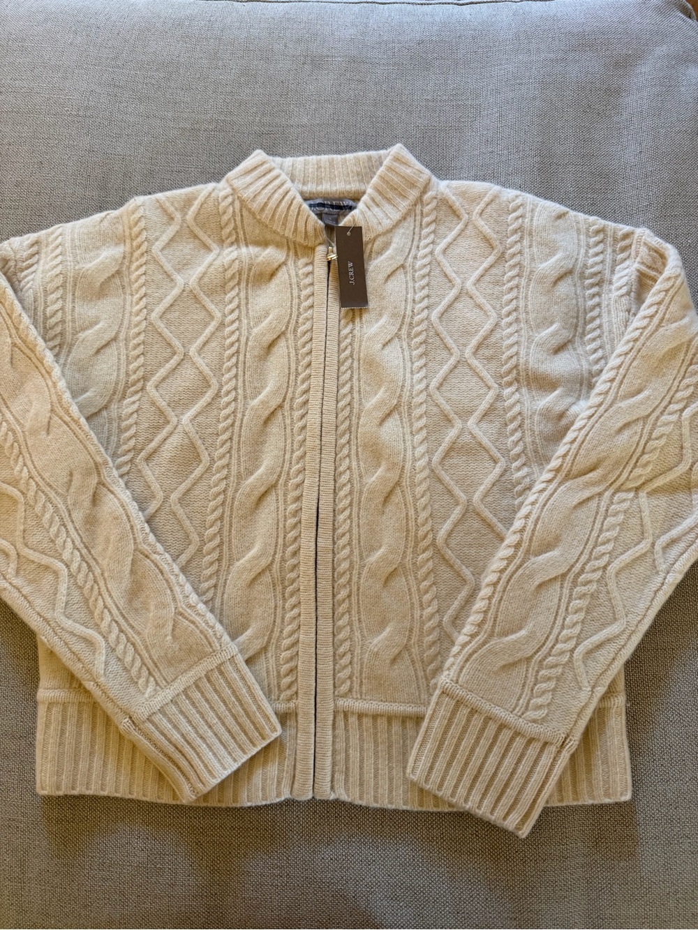 J CREW SMALL Wool cable-knit bomber jacket CR119 - Picture 4 of 7
